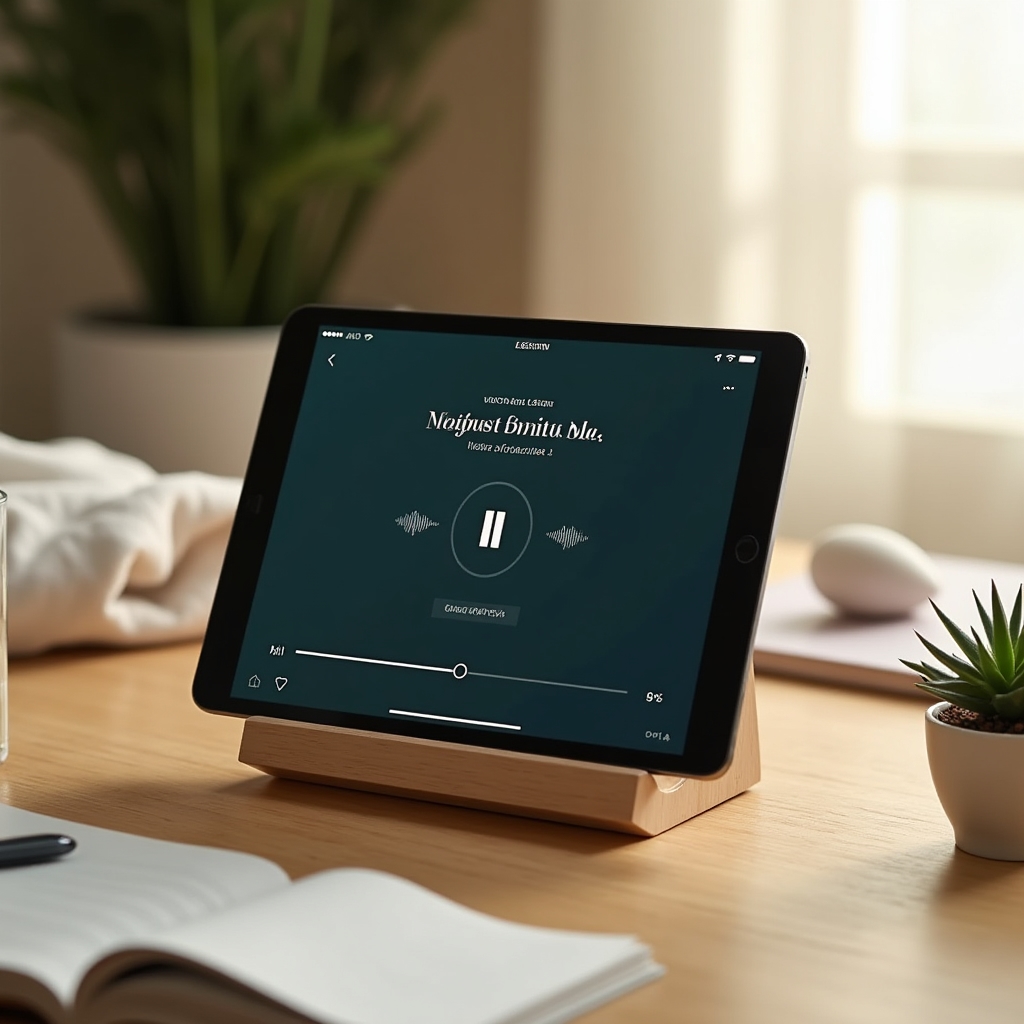 Online kurz meditace zobrazený na obrazovce tabletu